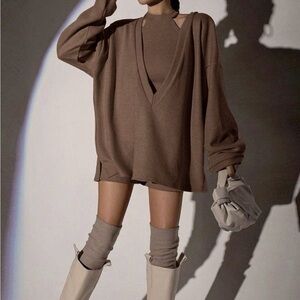 Commense Chocolate Knit Sweater With Vest